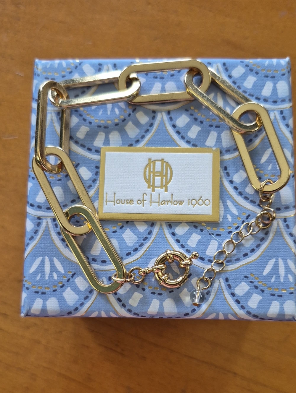 House of Harlow 1960 Shiny Gold Geometric Link Bracelet